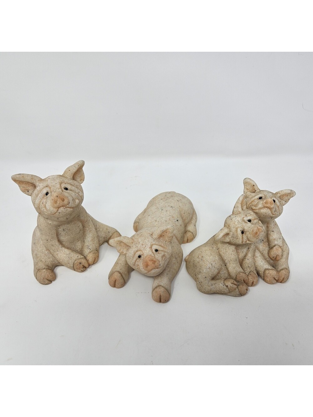 Lot Of 3 Quarry Critters Stone Pigs Pepper & Posh, Petunia, Pugsly Vintage 2000